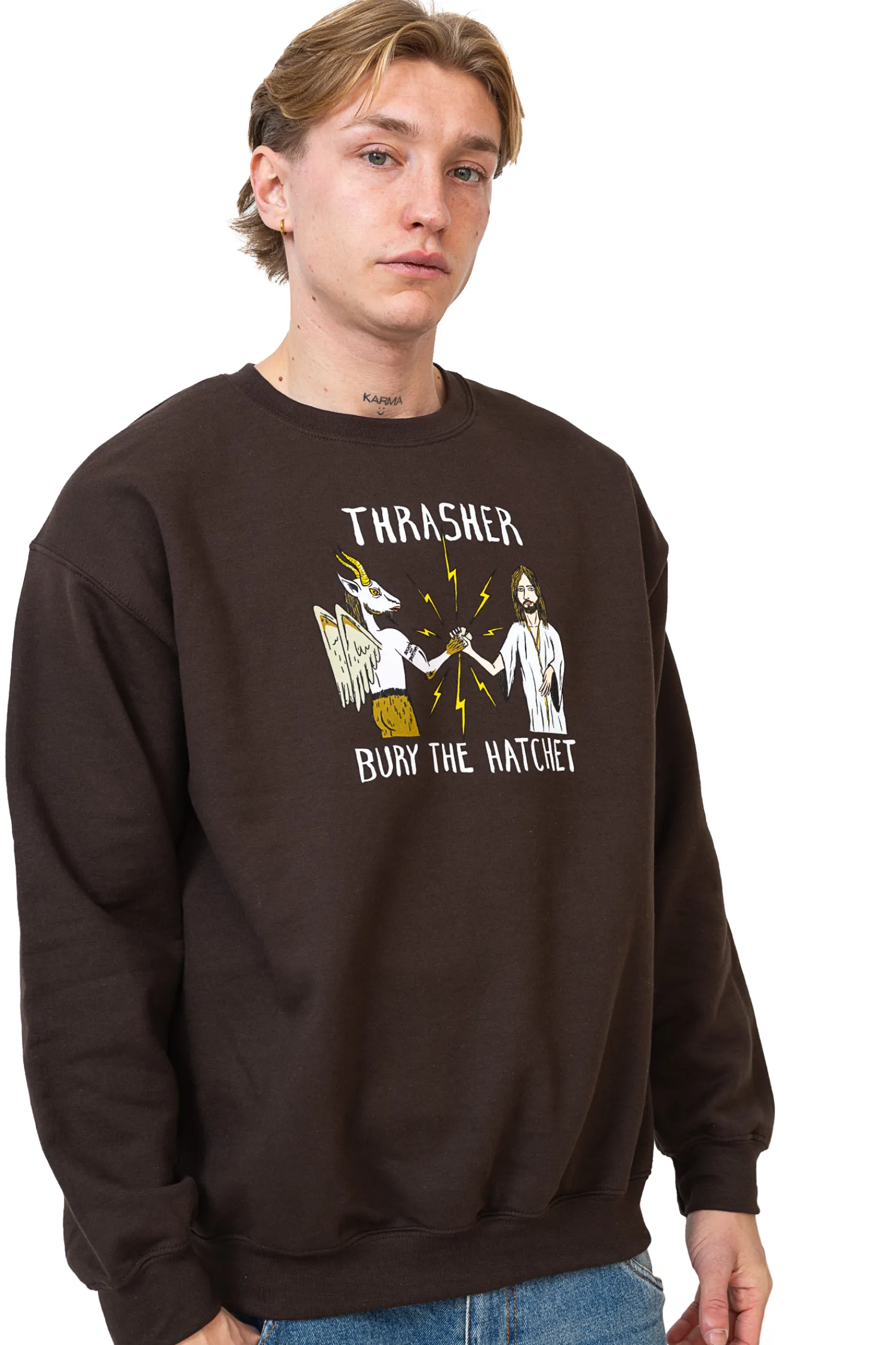 Thrasher Skateboard Mag. Bluza Bez Kaptura Thrasher x Toy Machine B.T.H.- Thrasher X Toy Machine|Bluzy Bez Kaptura
