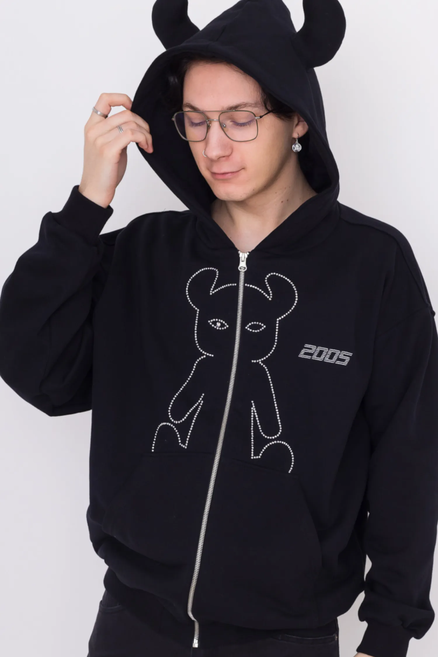 2005 Bluza Rozpinana Studded Horned Lucy Zip Hoodie- Bluzy Rozpinane