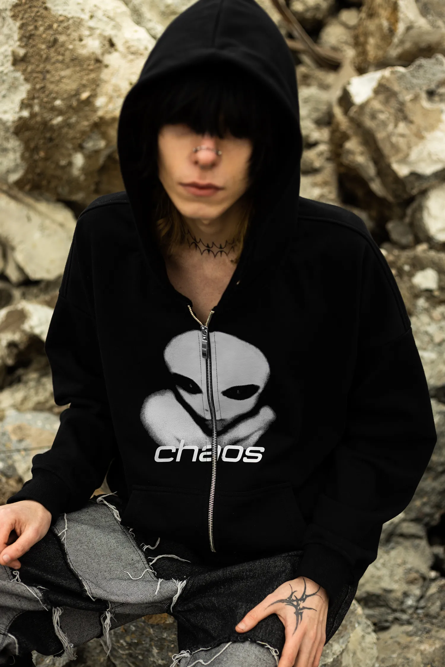 Chaos Bluza Rozpinana Alien Zip Hoodie- Bluzy Rozpinane
