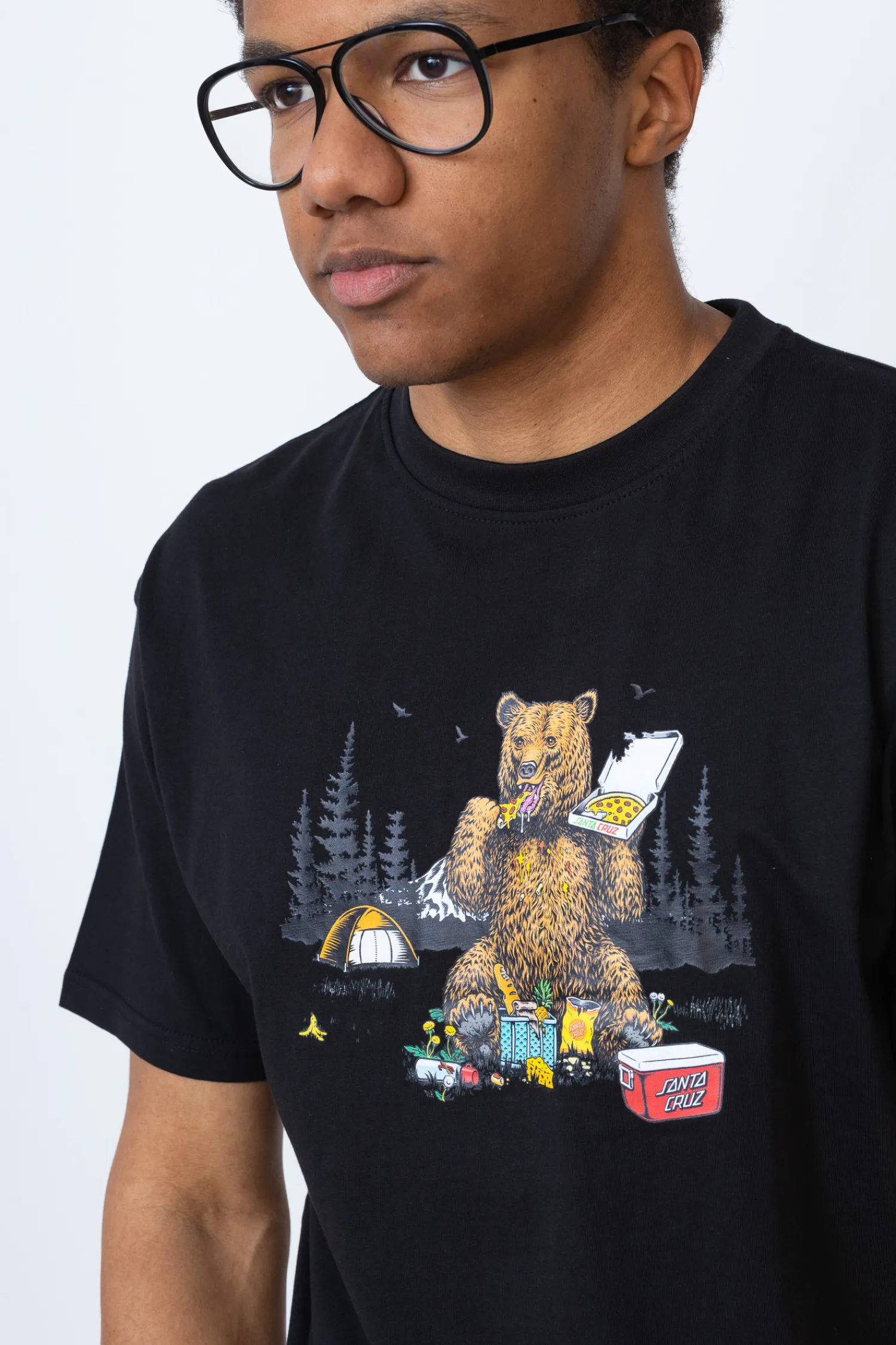 Santa Cruz Skateboards Koszulka Santa Cruz Braun Pizza Bear- T-shirty