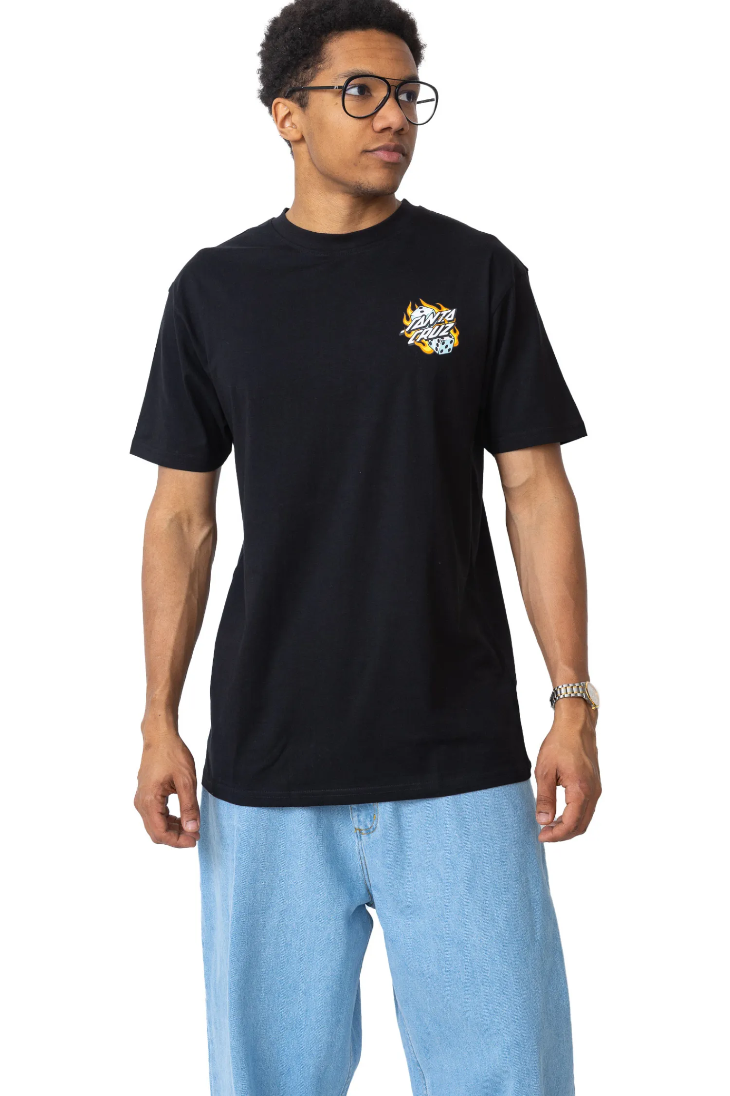 Santa Cruz Skateboards Koszulka Santa Cruz Flaming Dice Dot Chest- T-shirty