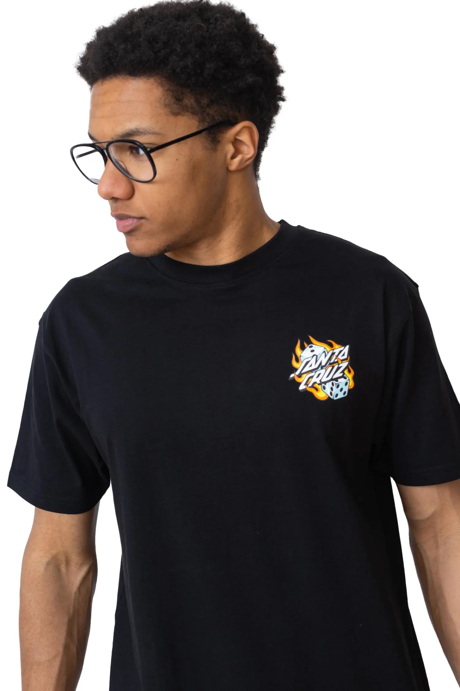 Santa Cruz Skateboards Koszulka Santa Cruz Flaming Dice Dot Chest- T-shirty